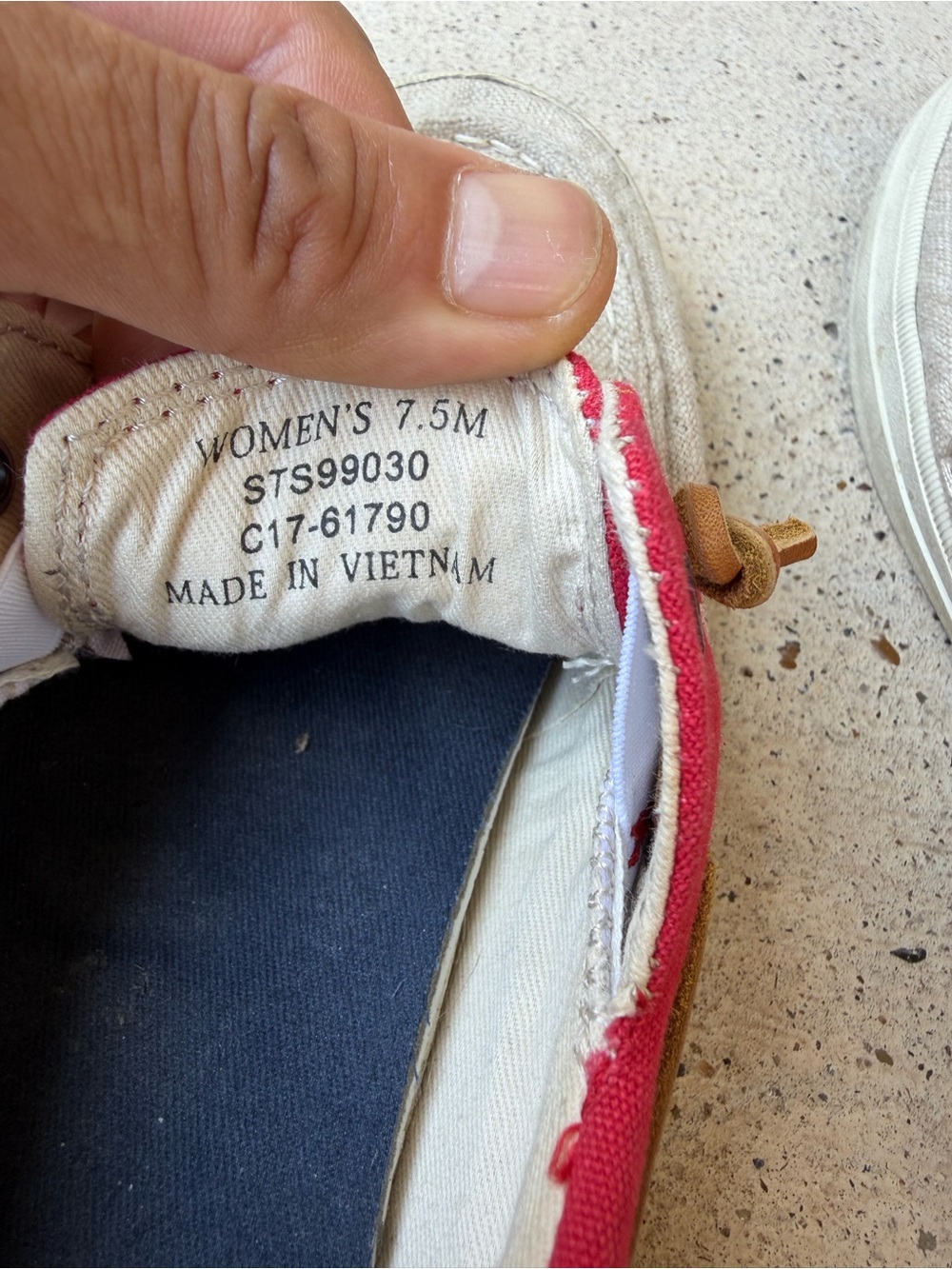 Sperry Crest Boat Canvas Shoes Womens 7.5 Red Beige Memory Foam - Picture 5 of 8